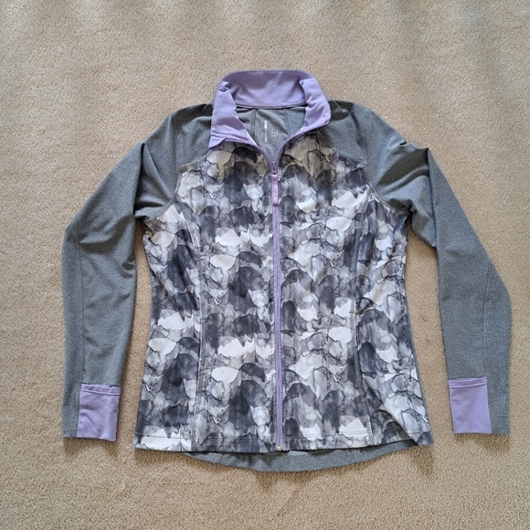 Mondetta Active Jacket Full Zip Stretch Performance Top Medium Grey Purple - Picture 13 of 13